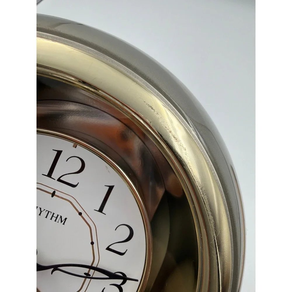 VTG Rhythm 4SG696 Quartz Crystal Motion Mantel Clock Gold Japan Movement WORKS